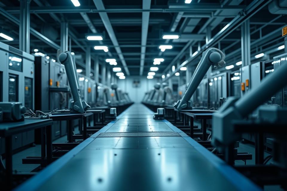 Interior view of the Ev Mutfak Gereçleri A.Ş. manufacturing facility, showing clean production lines.
